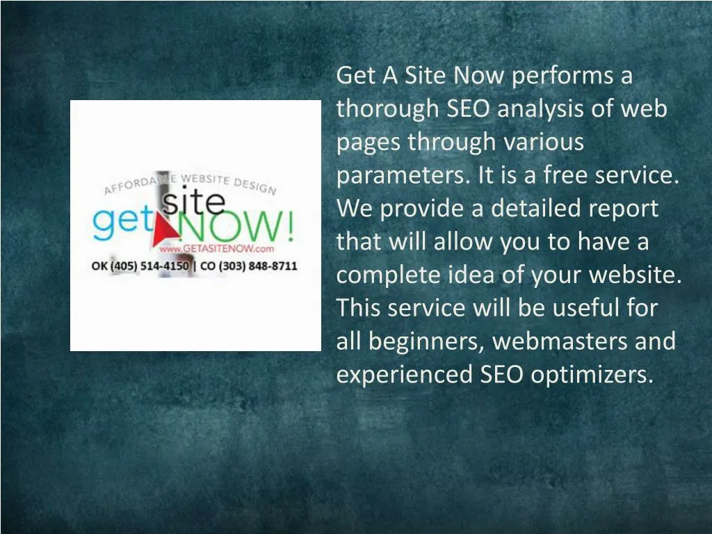 get a site now performs a thorough seo analysis