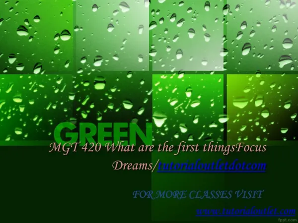 MGT 420 What are the first thingsFocus Dreams/tutorialoutletdotcom