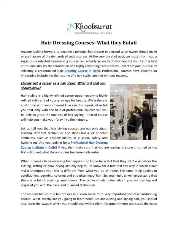 Hair Dressing Courses: What they Entail
