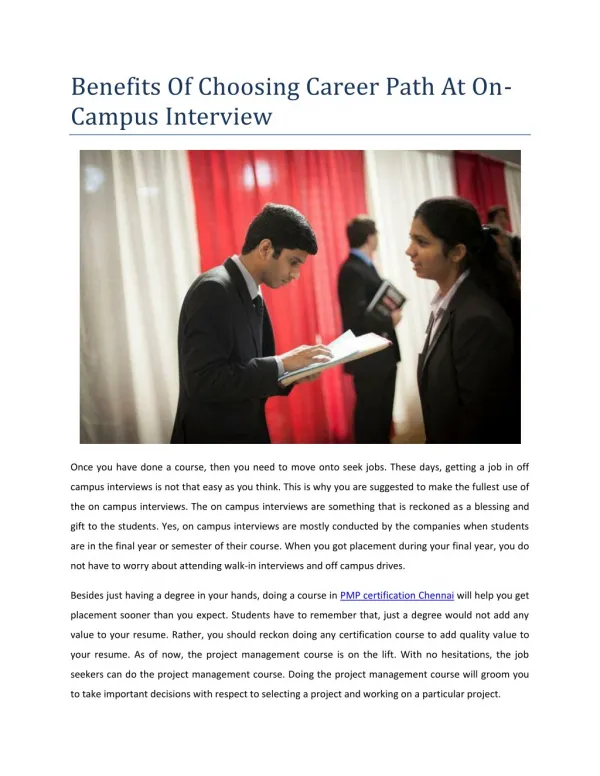Benefits Of Choosing Career Path At On-Campus Interview