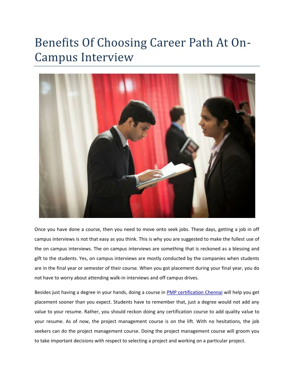 benefits of choosing career path at on campus