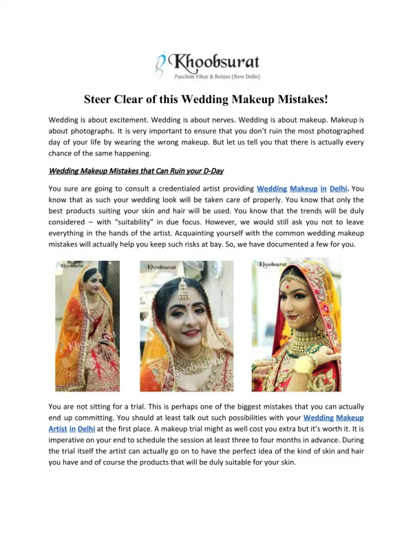 Steer Clear of this Wedding Makeup Mistakes! - khoobsurat.in