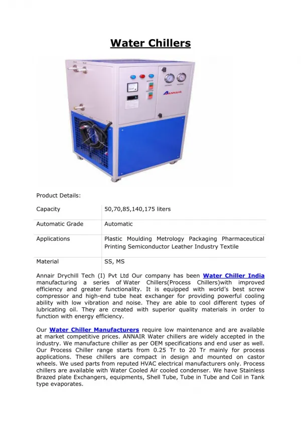 Water Chiller Manufacturers