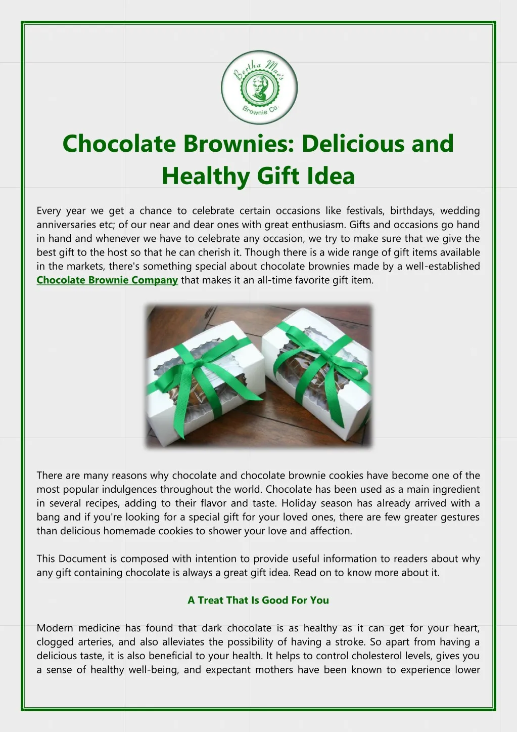 chocolate brownies delicious and healthy gift idea