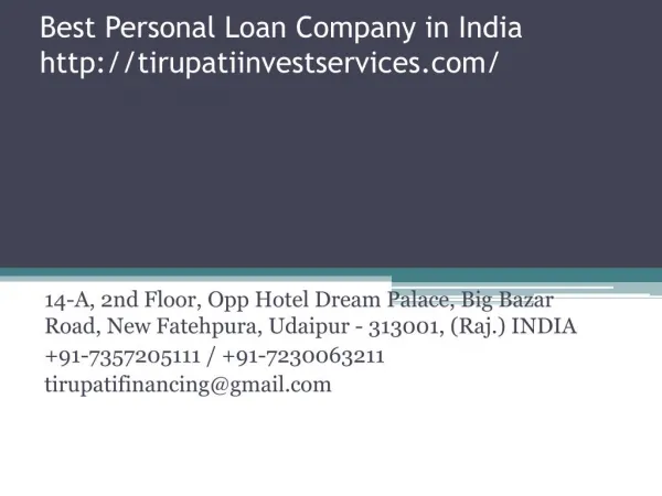 Best Personal Loan Company in India