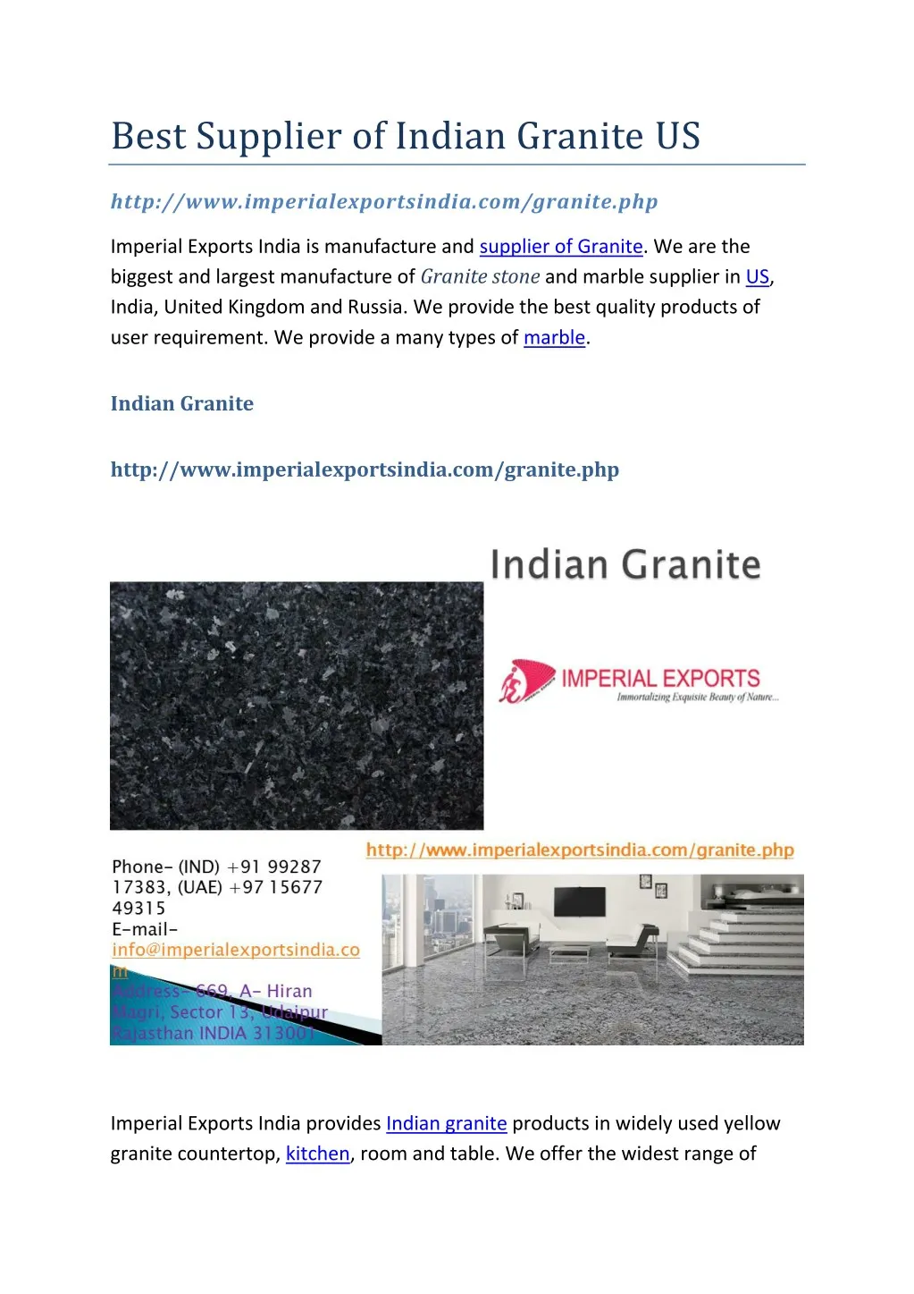best supplier of indian granite us