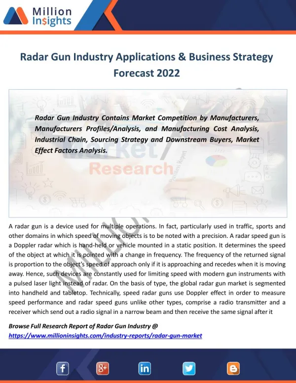 Radar Gun Market Growth Rate, Top Manufacturers, Outlook 2017-2022