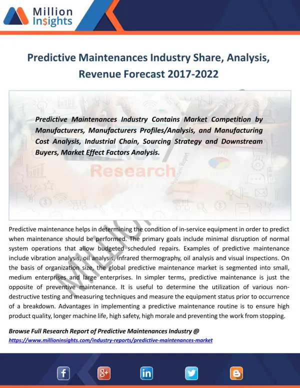 Predictive Maintenances Industry key Players Analysis, Gross Margin to 2022