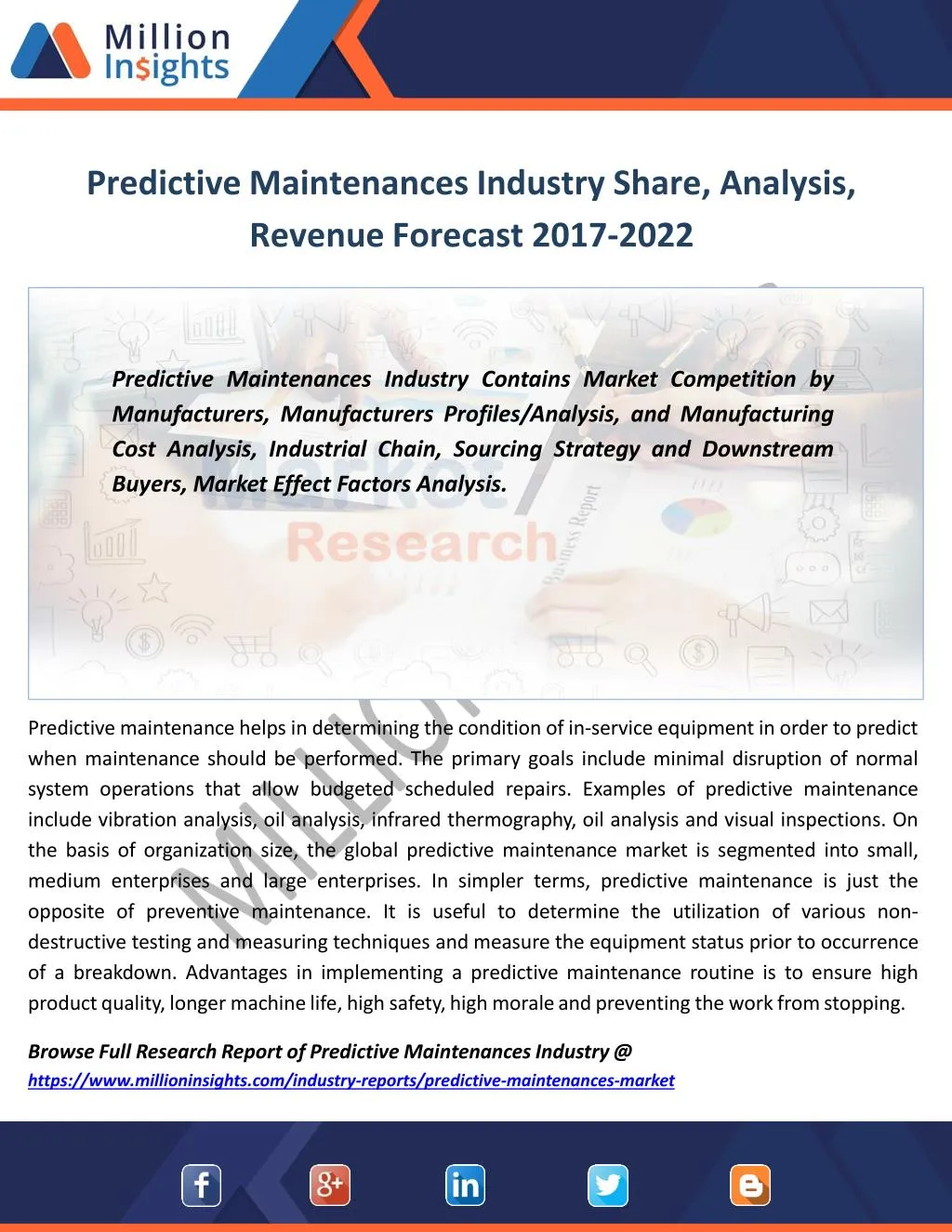 predictive maintenances industry share analysis revenue forecast 2017 2022