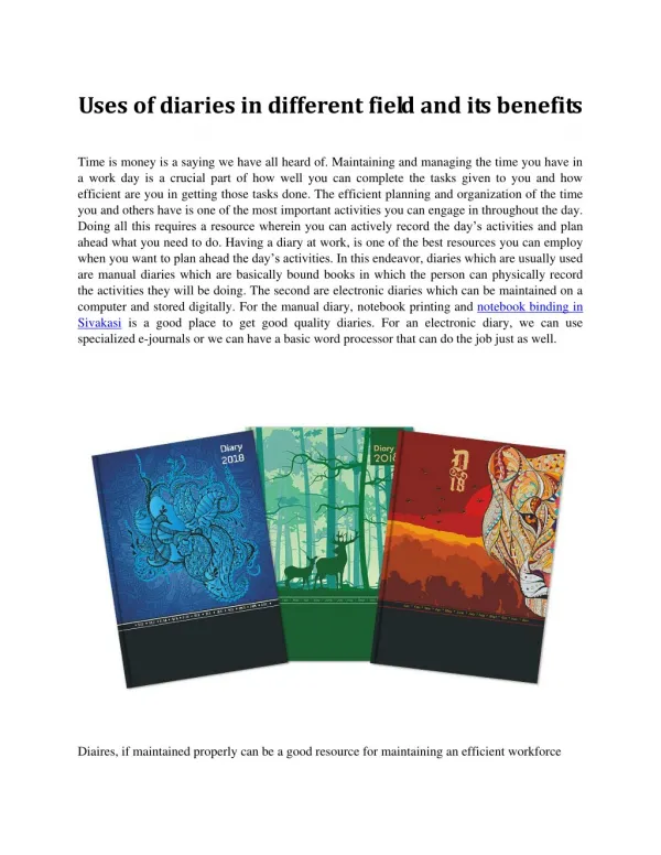 Uses of diaries in different field and its benefits