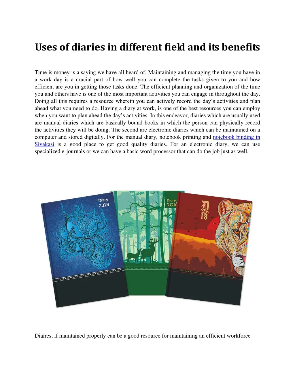uses of diaries in different field