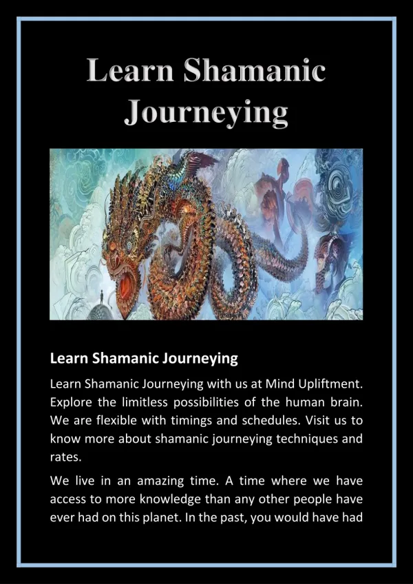 Learn Shamanic Journeying
