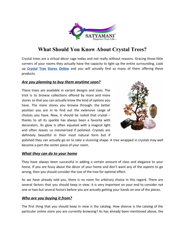 What should you know about crystal trees