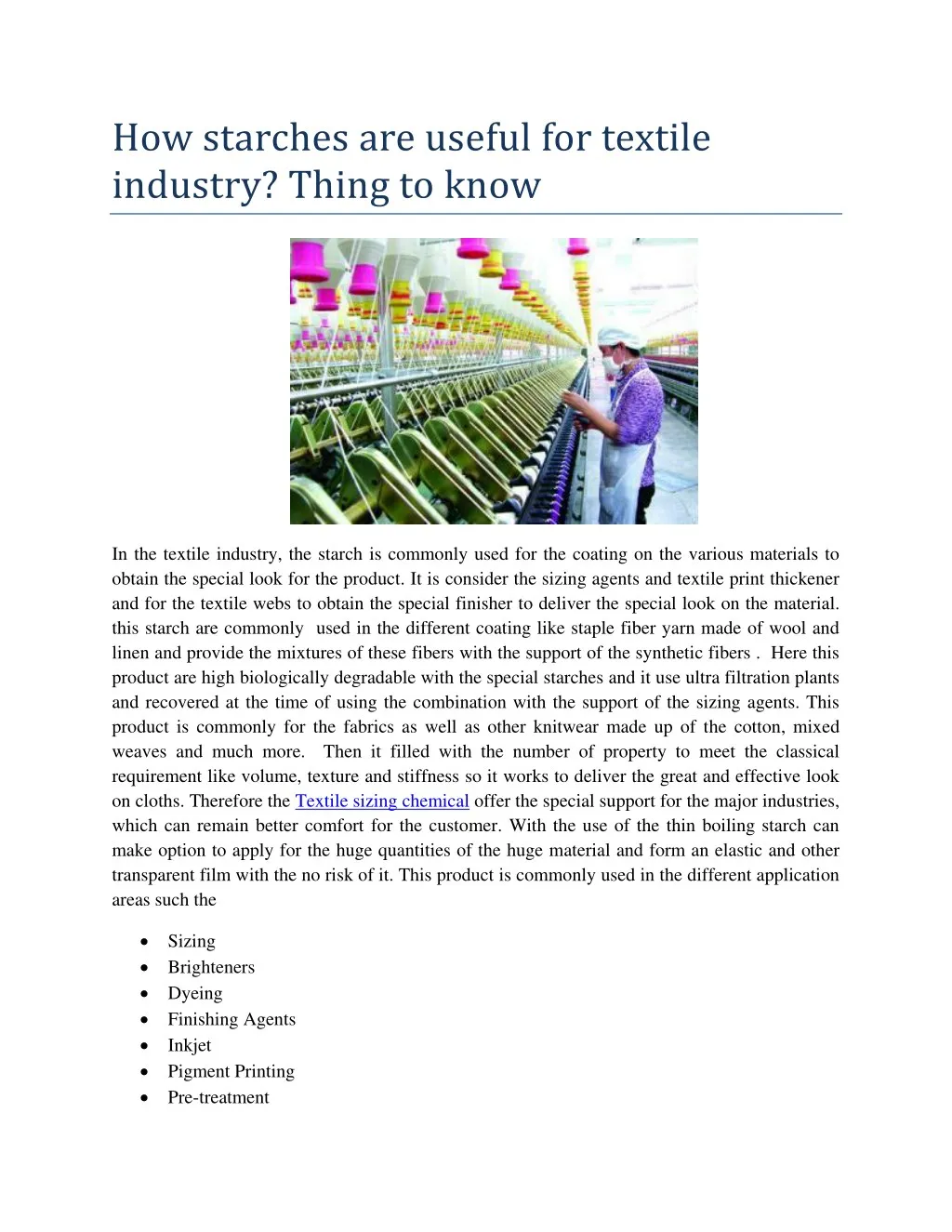 how starches are useful for textile industry
