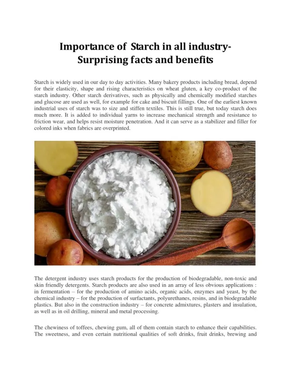 Importance of Starch in all industry- Surprising facts and benefits