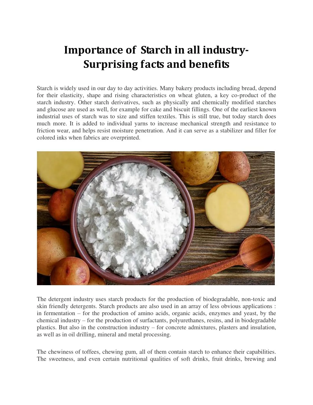 importance of starch in all industry surprising