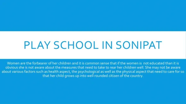 Play school in sonipat