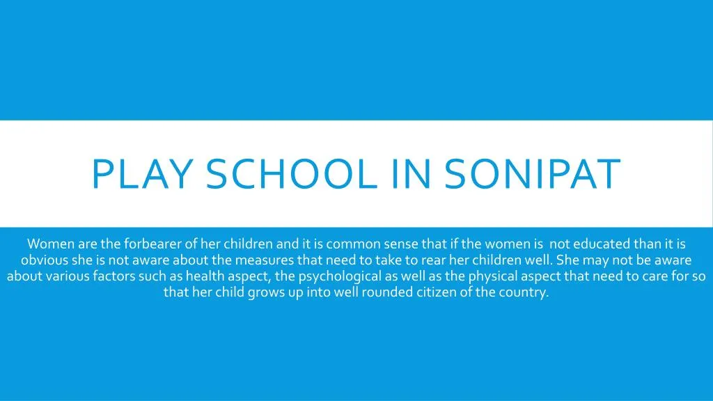 play school in sonipat