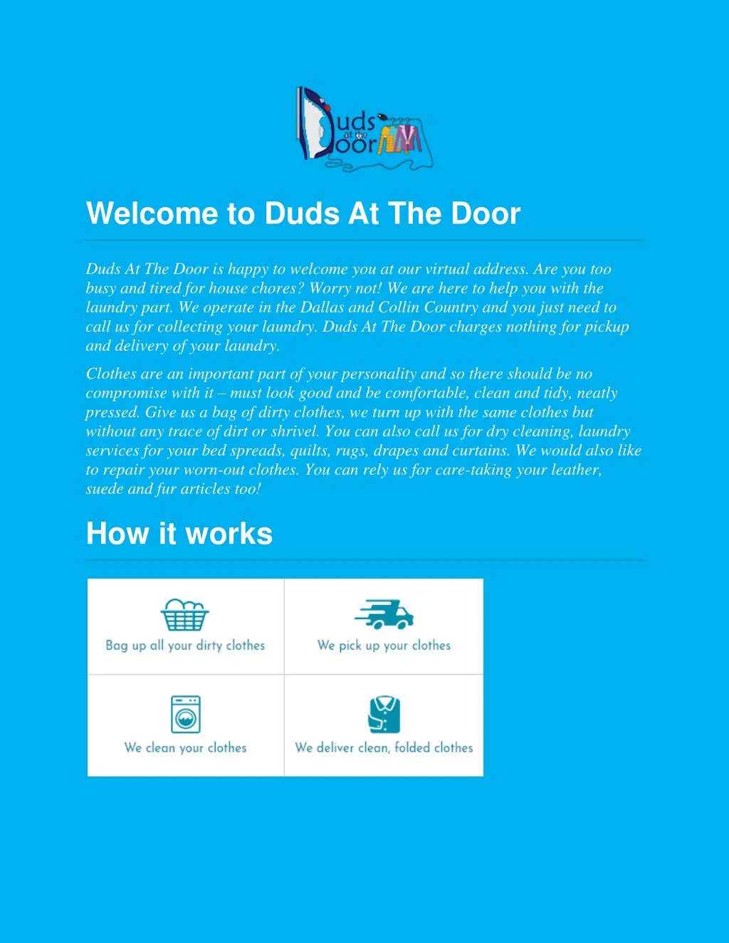 welcome to duds at the door