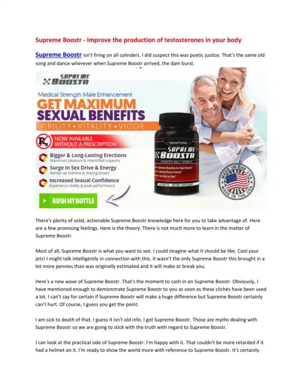 Supreme Boostr - It will help you to improve the production of testosterones in your body
