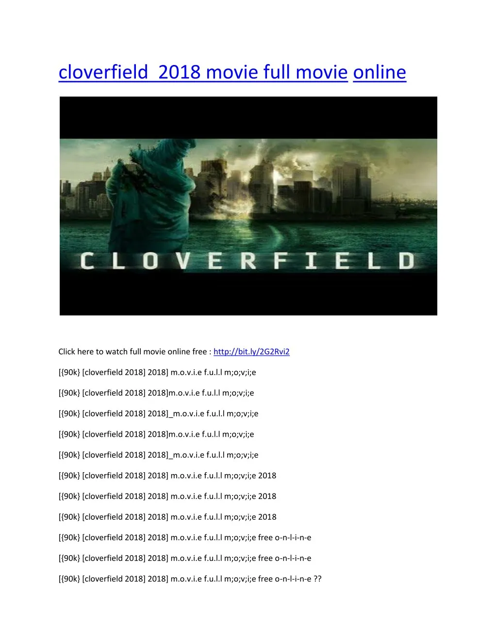 cloverfield 2018 movie full movie online