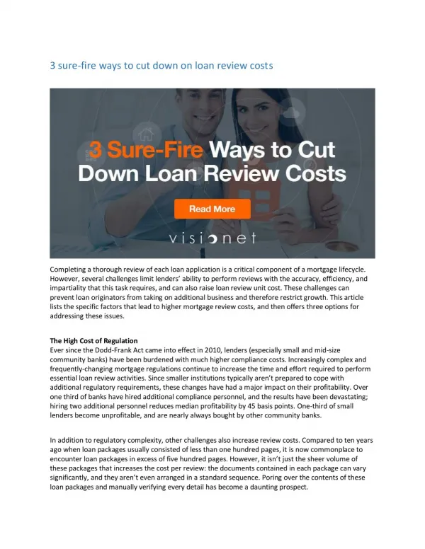 3 sure-fire ways to cut down on loan review costs