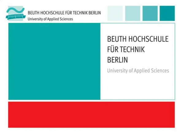 Beuth Hochschule f r Technik Berlin University of Applied Sciences