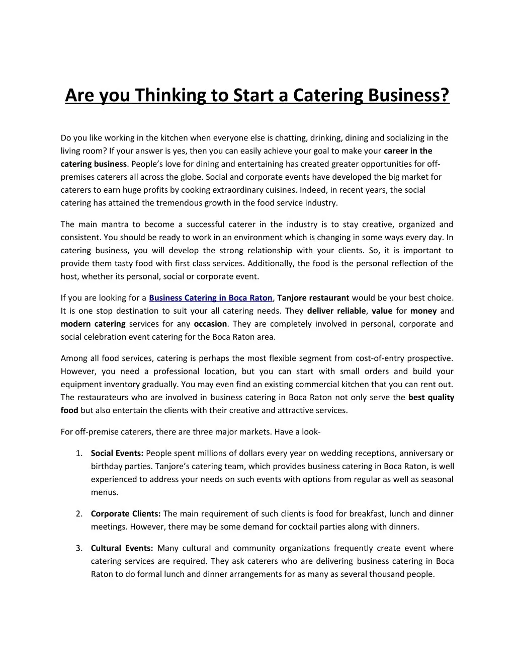 are you thinking to start a catering business