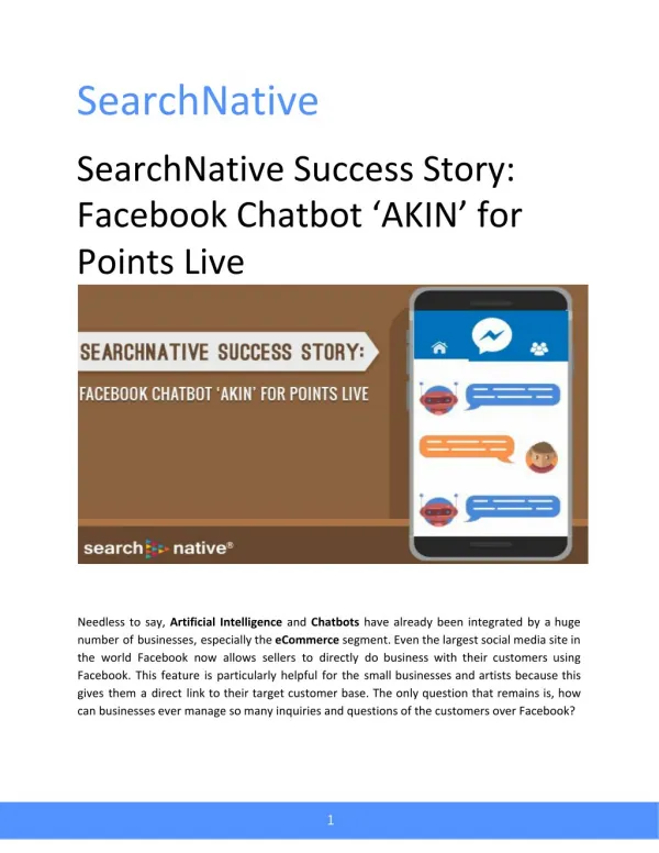 SearchNative Success Story: Facebook Chatbot â€˜AKINâ€™ for Points Live