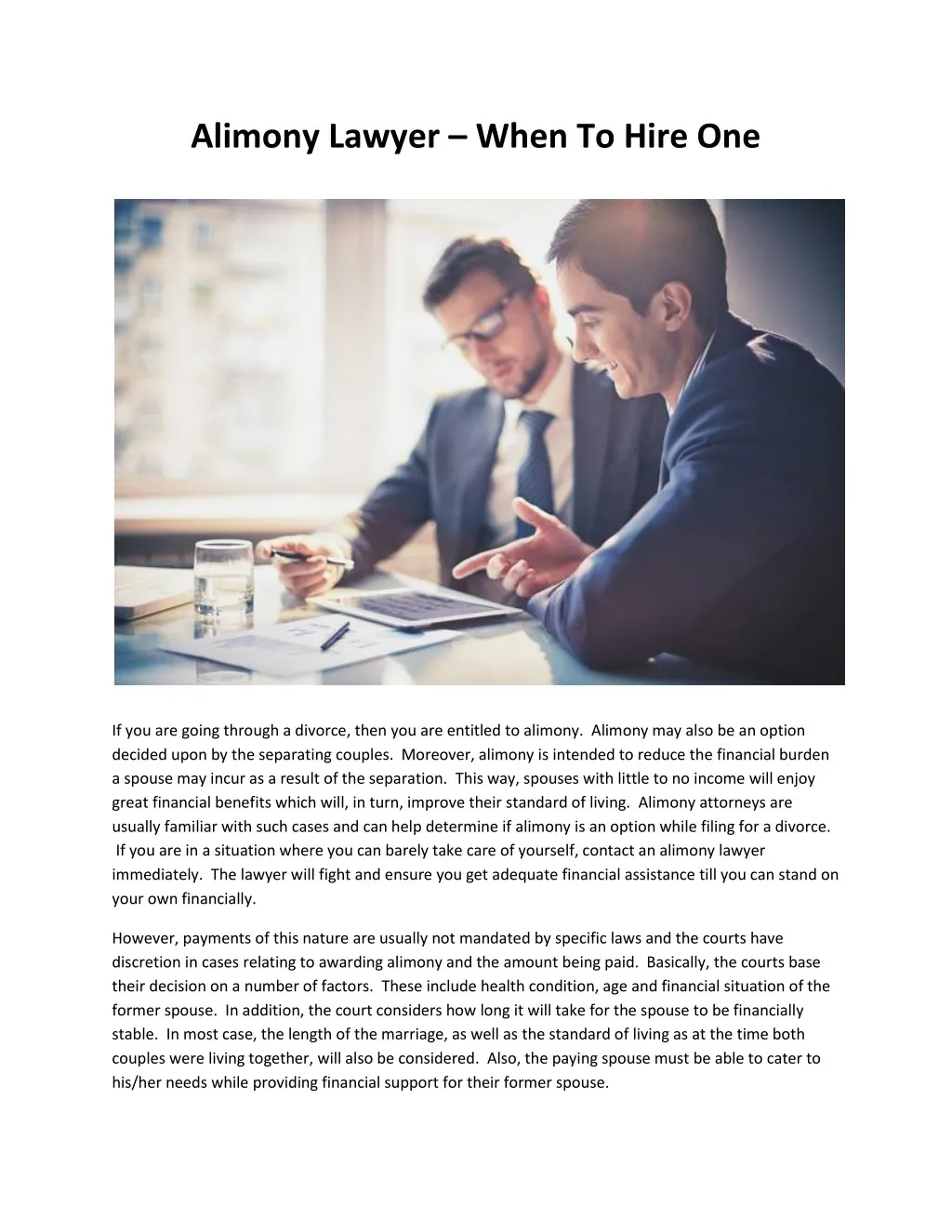 alimony lawyer when to hire one