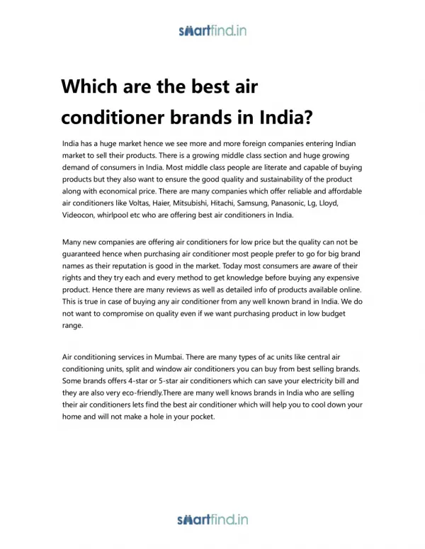 Which are the best air conditioner brands in india