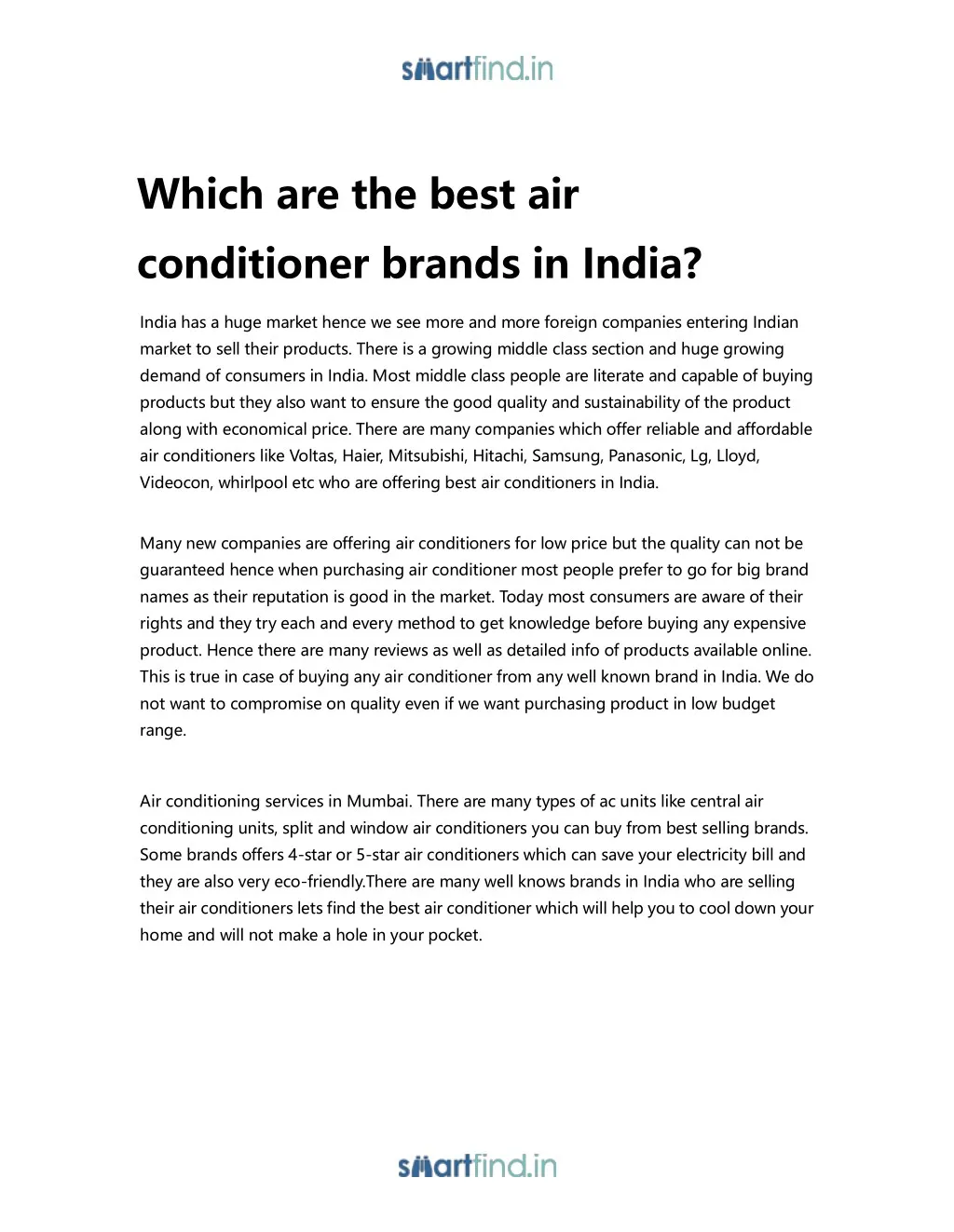 which are the best air conditioner brands in india