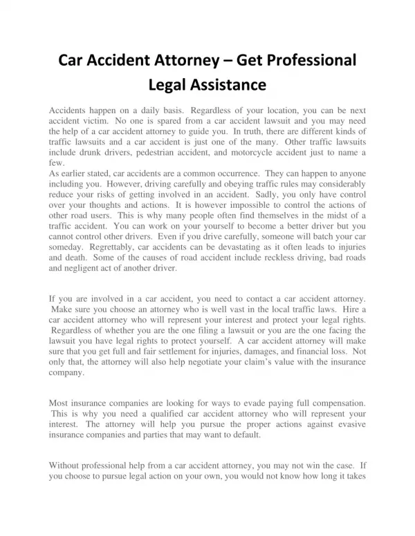 Car Accident Attorney – Get Professional Legal Assistance