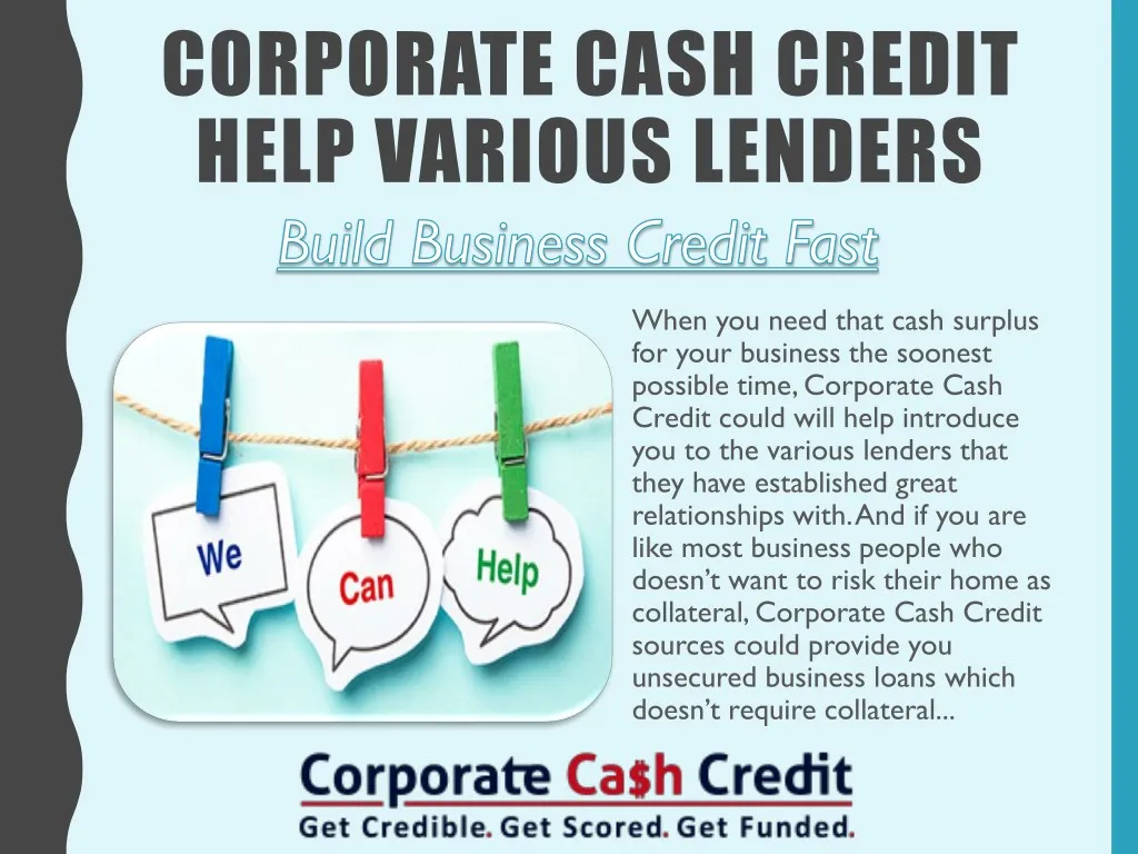 corporate cash credit help various lenders