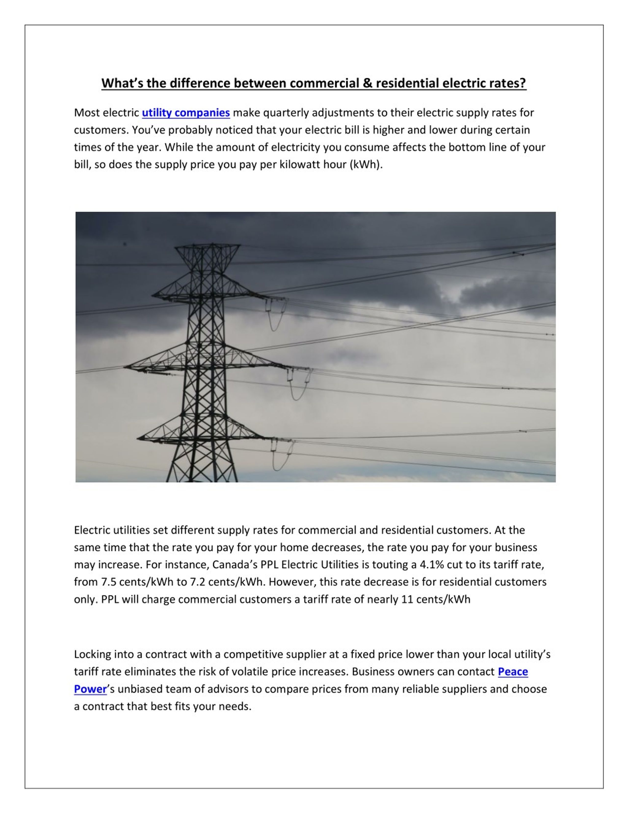Electric Rates Commercial PPT - What’s the difference between commercial & residential electric ...