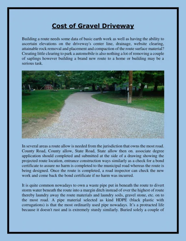 Cost of Gravel Driveway