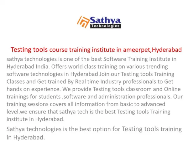 Testing Tools | Best Testing Tools training in hyderabad
