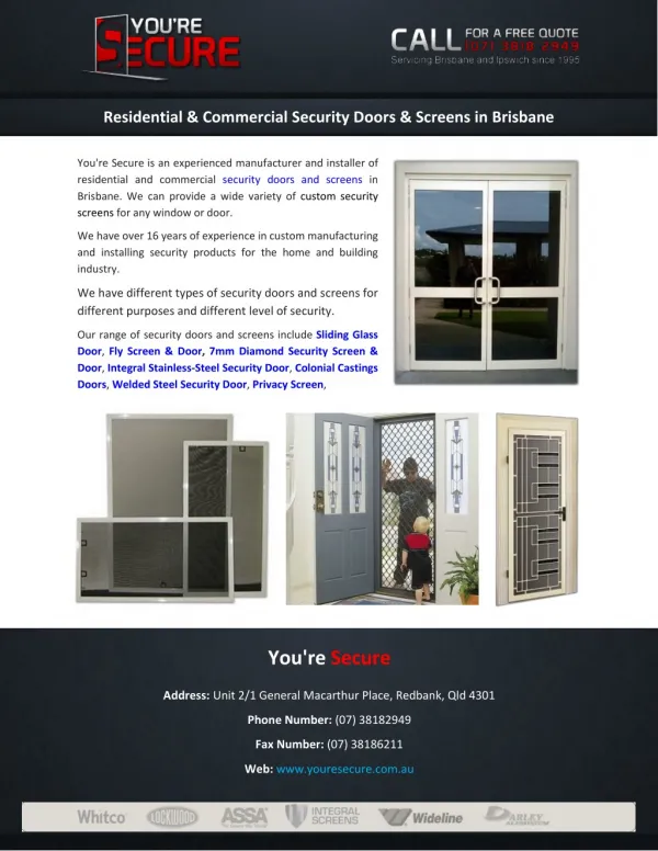 Residential & Commercial Security Doors & Screens in Brisbane