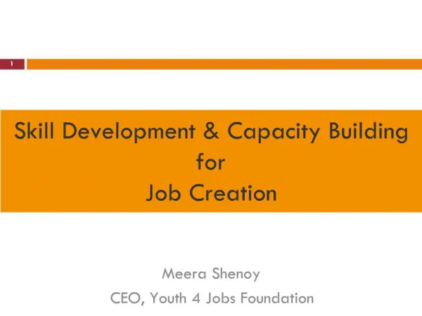 Skill Development Capacity Building for Job Creation