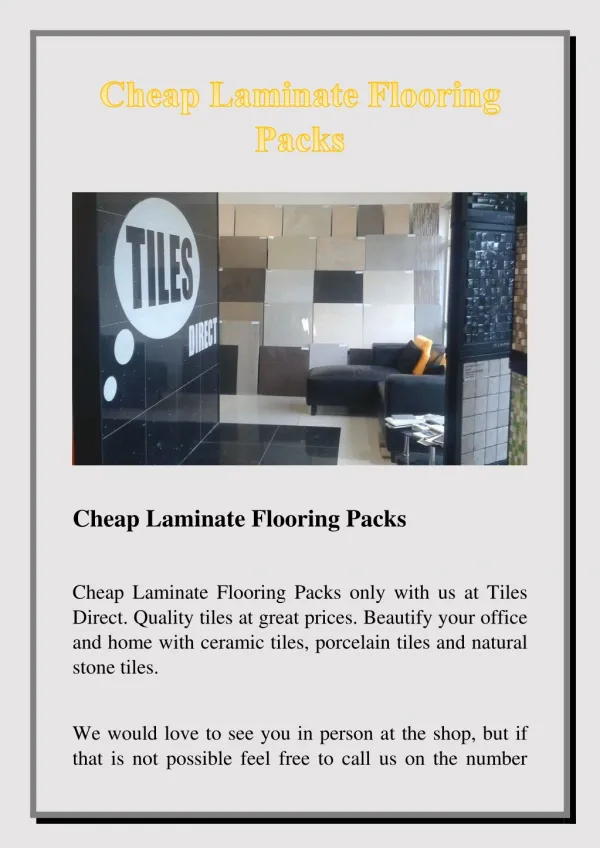 Cheap Laminate Flooring Packs