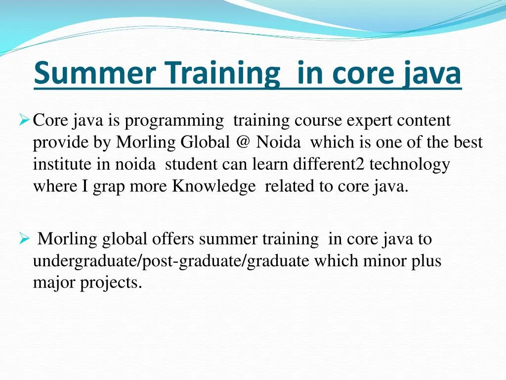 summer training in core java