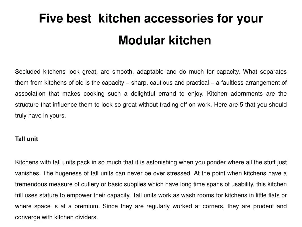 five best kitchen accessories for your modular