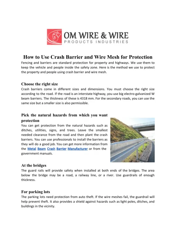 How to Use Metal Beam Crash Barrier