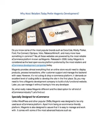 Why Most Retailers Today Prefer Magento Development? - slide 1