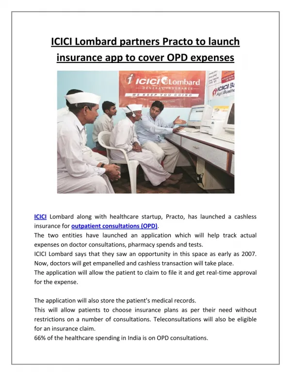 ICICI Lombard partners Practo to launch insurance app to cover OPD expenses