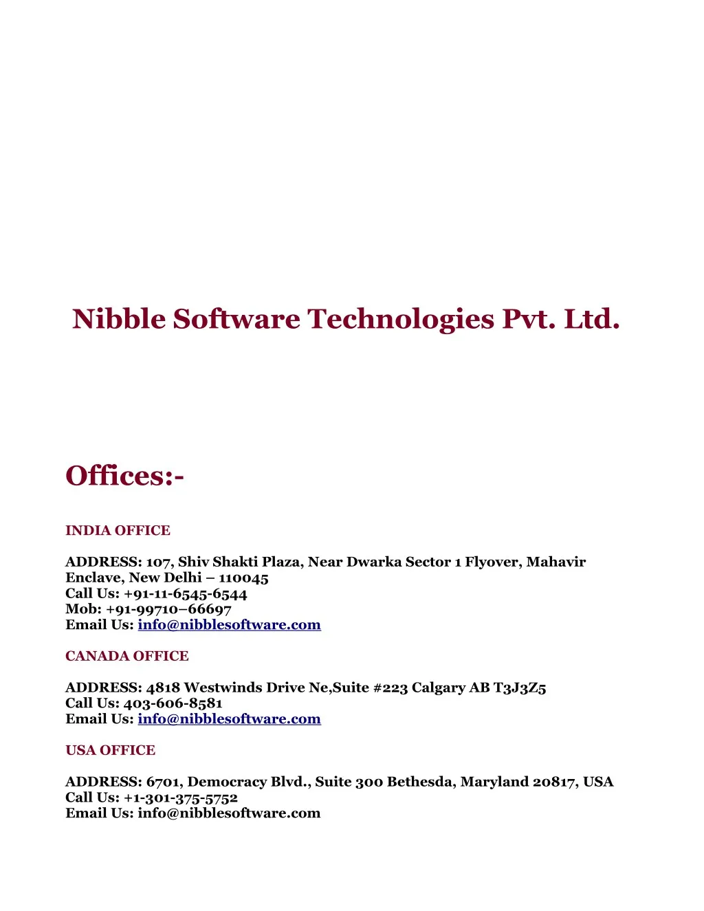 nibble software technologies pvt ltd