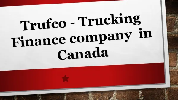 Trufco - Trucking Finance company in Canada