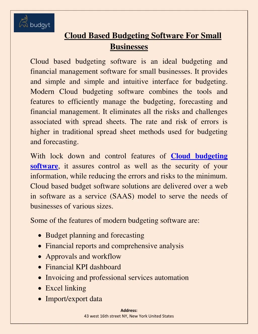 cloud based budgeting software for small
