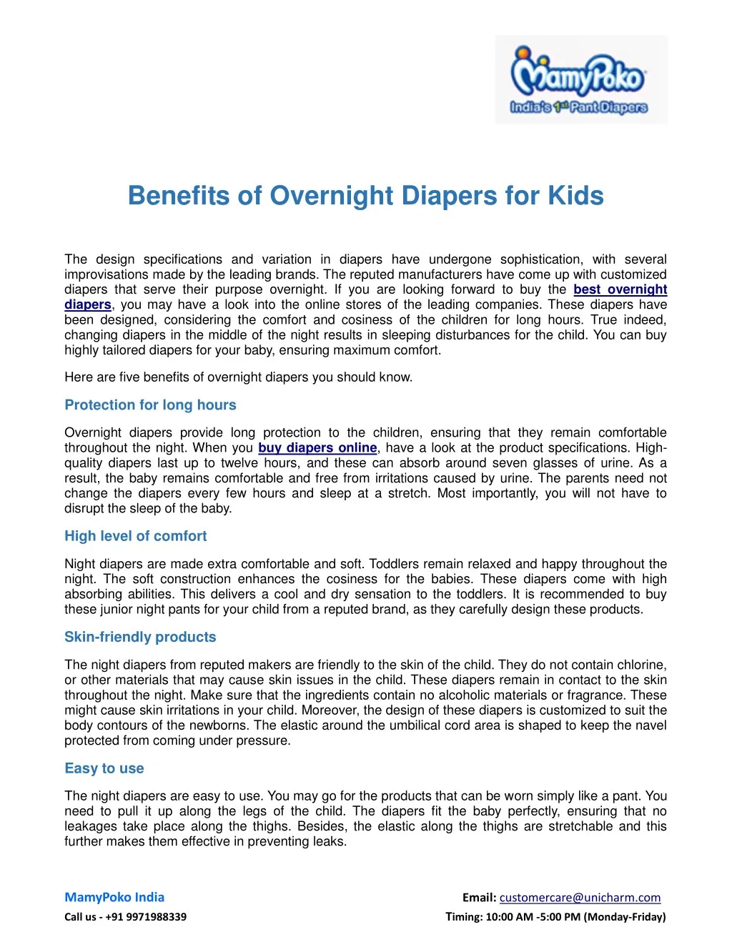 benefits of overnight diapers for kids