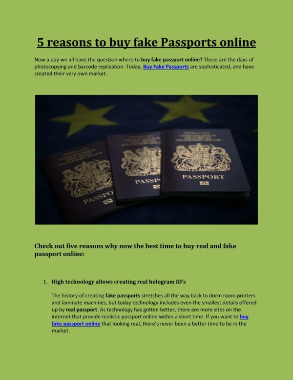 5 reasons to buyÂ fake Passports online